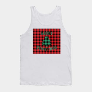 Merry Christmas Buffalo Plaids Christmas Tree Tank Top